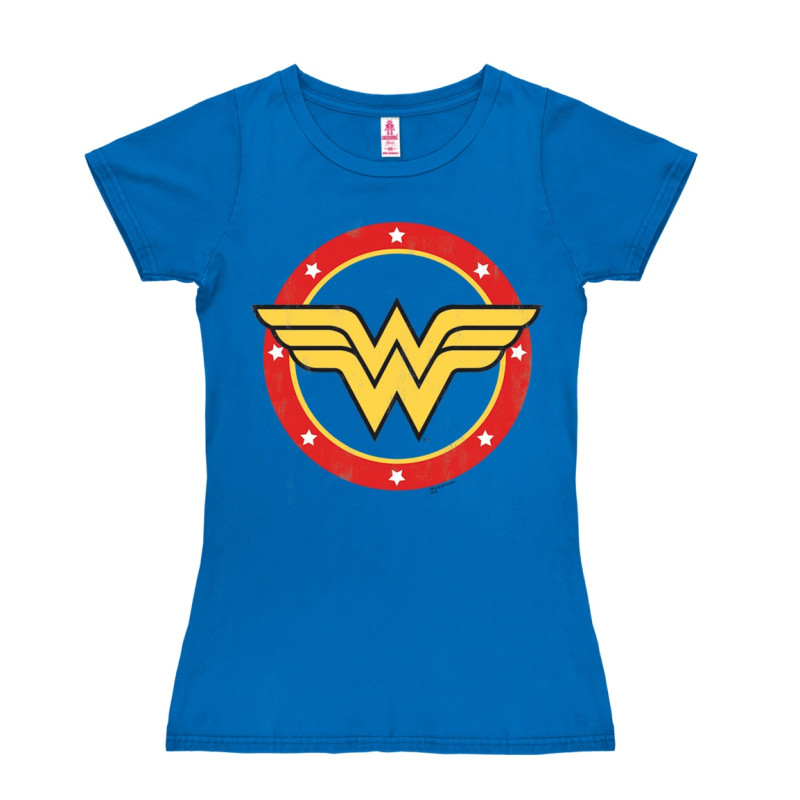 WONDER WOMAN LOGO DC COMICS T SHIRT BLEU AZURE TAILLE SMALL
