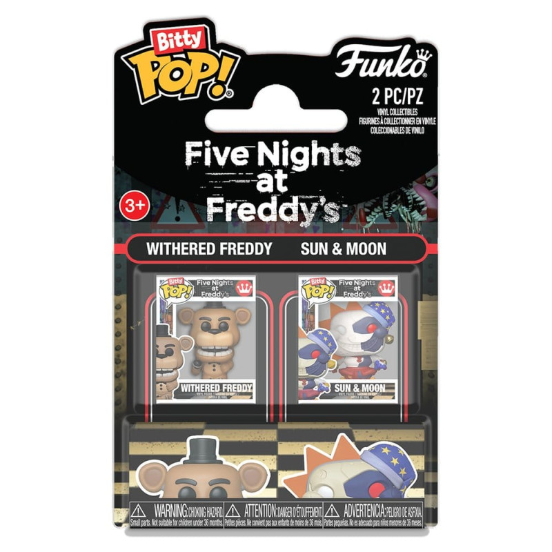 WITHERED FREDDY AND SUN AND MOON FIVE NIGHTS AT FREDDYS BITTY POP VINYL FIGURINE 2 CM