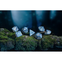 ELVISH COBALT ET SILVER 7 PC MODERNE RPG DICE SET