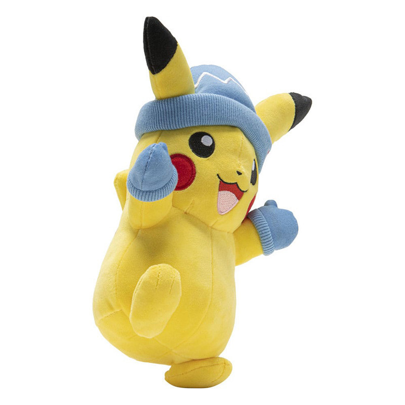 PIKACHU POKEMON SEASONAL PLUSH 20CM HOLIDAY WITH WINTER HAT AND