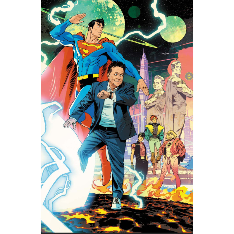 LEGION OF SUPER-HEROES 1 CVR H DAN MORA MICHAEL J FOX CAMEO CARD STOCK VAR