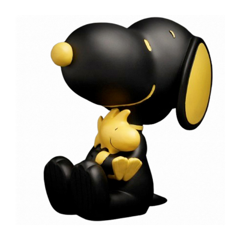 PEANUTS FIGURINE SNOOPY ET WOODSTOCK NOIR ET OR 12 CM