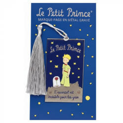 LE PETIT PRINCE AVEC SA ROSE MARQUE PAGE EN METAL 14 CM