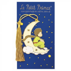 LE PETIT PRINCE ASSIS SUR LA LUNE MARQUE PAGE METAL 14 CM