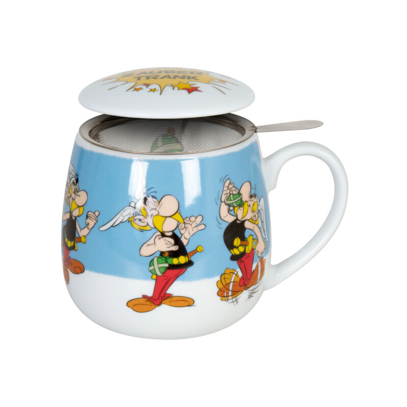 MUG A THE ASTERIX ZAUBERTRANK 420 ML BLEU AVEC COUVERCLE ET FILTRE
