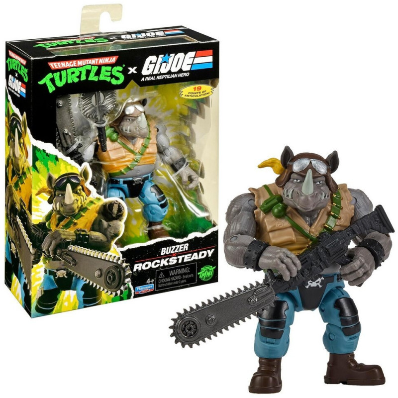 ROCKSTEADY X REDNOK BUZZER TORTUES NINJA X G I JOE CROSSOVER CLASSIC FIGURINE 12 CM