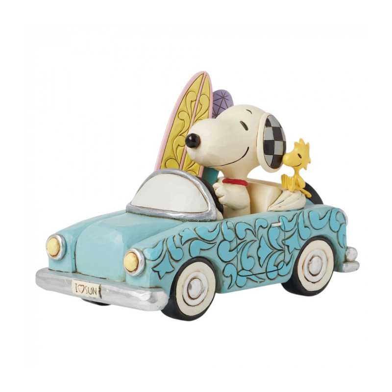 SNOOPY ET WOODSTOCK EN ROUTE POUR SURFER FIGURINE 18 CM