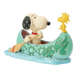 SNOOPY ET WOODSTOCK EN CANOE FIGURINE PEANUTS 10.5 CM