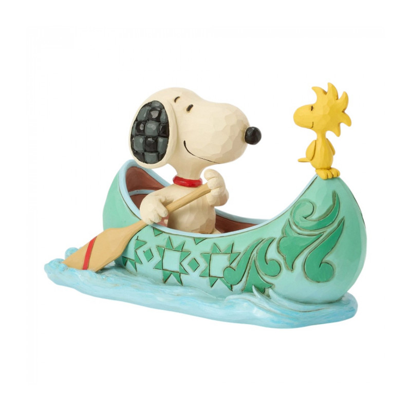 SNOOPY ET WOODSTOCK EN CANOE FIGURINE PEANUTS 10.5 CM