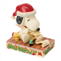 SNOOPY ECRIT AU PERE NOEL FIG PEANUTS ESPRIT DE NOEL 13 CM