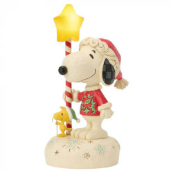 SNOOPY ET WOODSTOCK AVEC UNE ETOILE LUMINEUSE FIG PEANUTS ESPRIT DE NOEL 18 CM