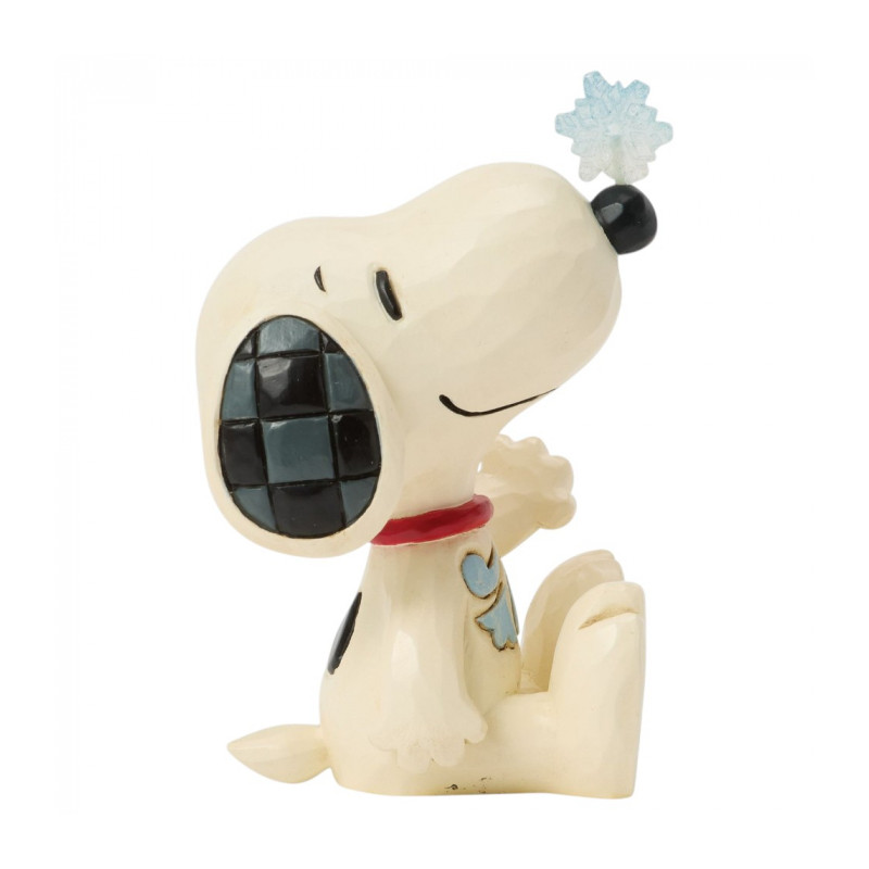 SNOOPY AVEC UN FLOCON SUR LE NEZ FIGURINE ESPRIT DE NOEL 7.5 CM