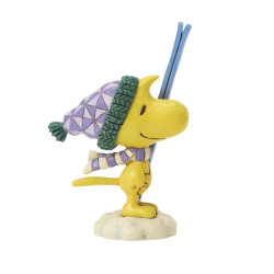 WOODSTOCK AVEC DES SKIS FIGURINE ESPRIT DE NOEL 7.5 CM