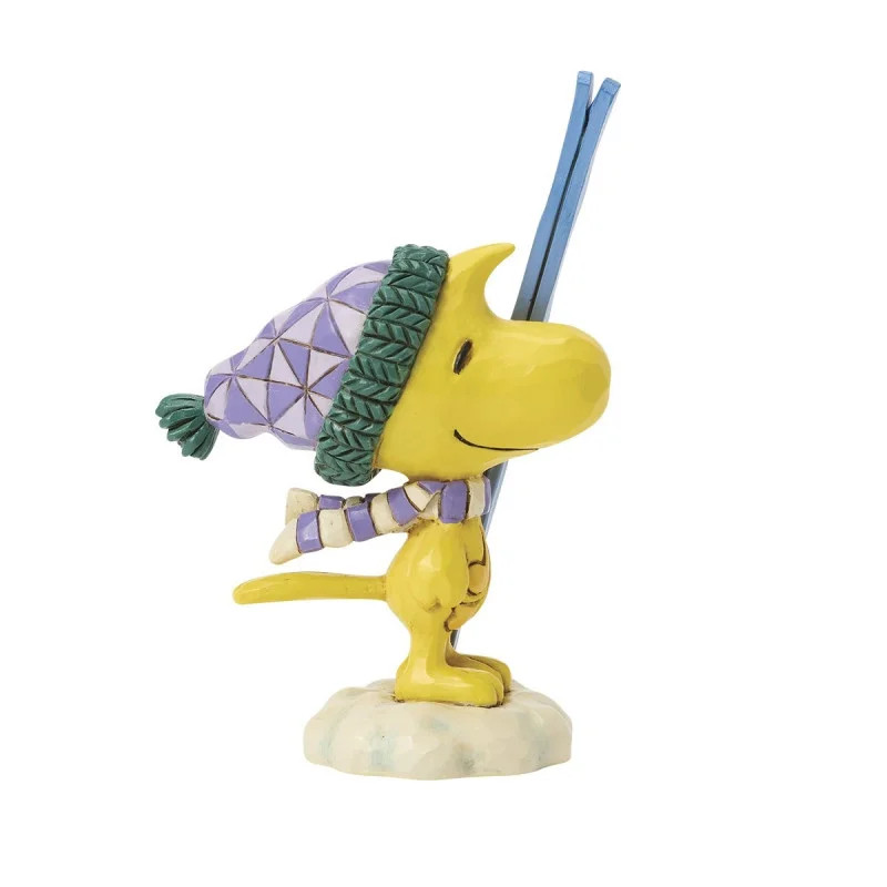 WOODSTOCK AVEC DES SKIS FIGURINE ESPRIT DE NOEL 7.5 CM