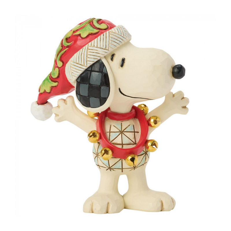 SNOOPY AVEC CLOCHETTES FIGURINE ESPRIT DE NOEL 8.5 CM