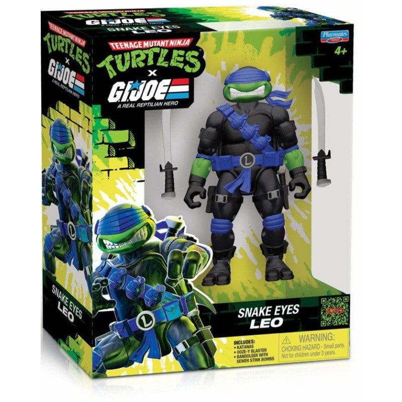 LEONARDO X SNAKE EYES TORTUES NINJA X G I JOE CROSSOVER CLASSIC FIGURINE 12 CM