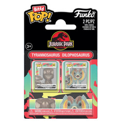 JURASSIC PARK PACK 2 FIGURINES BITTY POP SERIES TYRANNOSAUR ET DILOPHOSOR VINYL FIGURINE 2 CM