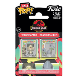 JURASSIC PARK PACK 2 FIGURINES BITTY POP SERIES VELOCIRAPTOR ET BRACHIOSAUR VINYL FIGURINE 2 CM