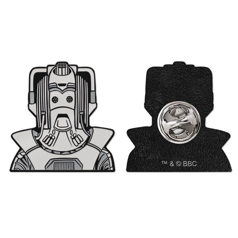 DOCTOR WHO 1980s CYBERMAN NO TEXT ENAMEL PIN BADGE