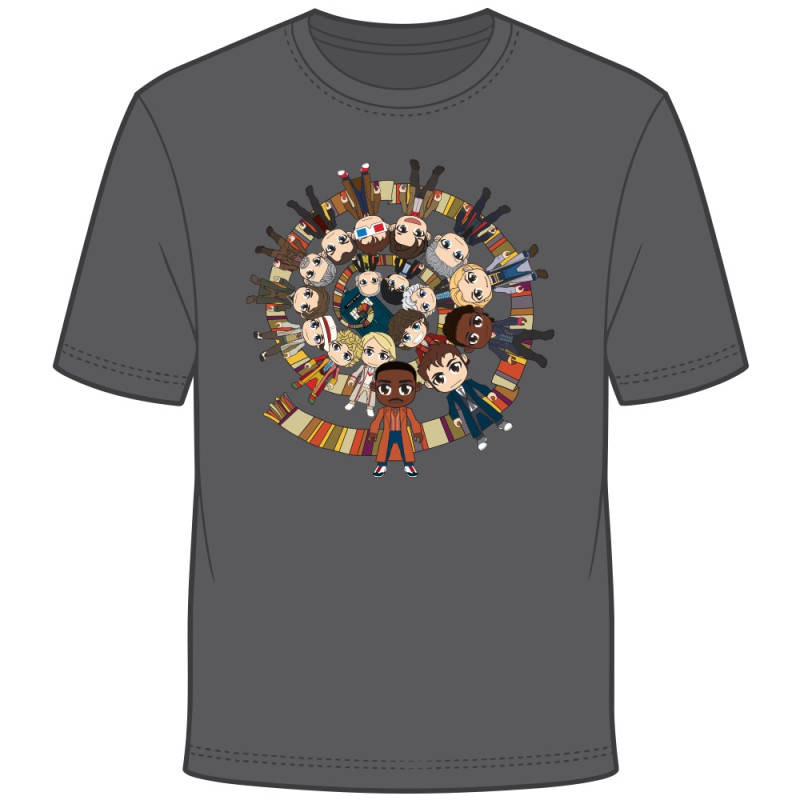 DOCTOR WHO KAWAII TITANS DOCTORS SCARF VORTEX BY KELLY YATES T-SHIRT M