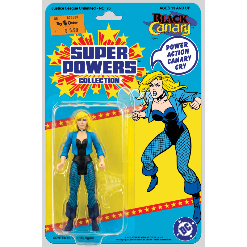 JUSTICE LEAGUE UNLIMITED 26 CVR E JASON GEYER & ALEX SAVIUK BLACK CANARY SUPER POWERS ACTION FIGURE CARD STOCK VAR