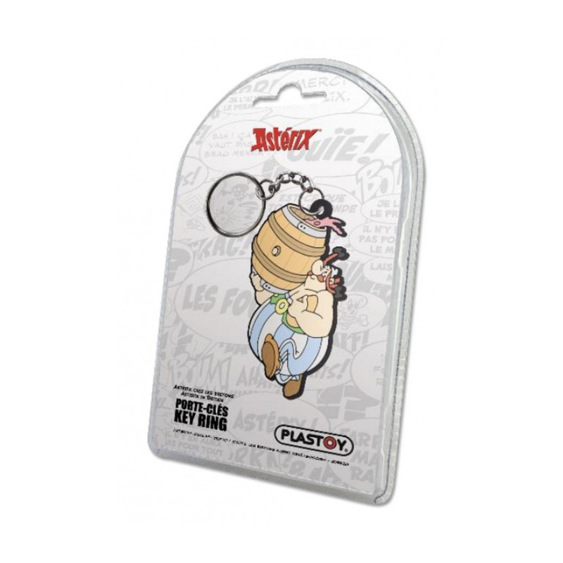 OBELIX AVEC UN TONNEAU PORTE CLE ASTERIX CHEZ LES BRETONS 6 CM