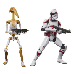 PACK 2 FIGURINES PHASE 1 AUSSAULT TROOPER & BATTLE DROID OFFICER STAR WARS BATTLEFRONT II 15 CM
