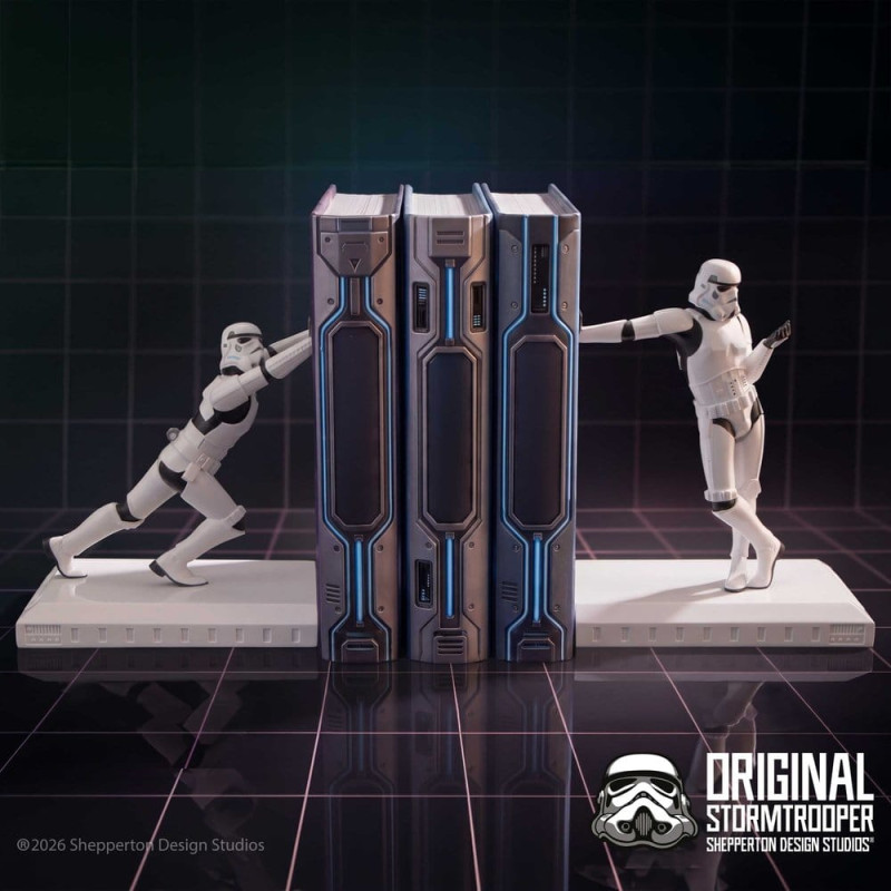 WORKING HARD HARDLY WORKING BOOK ENDS ORIGINAL STORMTROOPER STATUETTE 19 CM