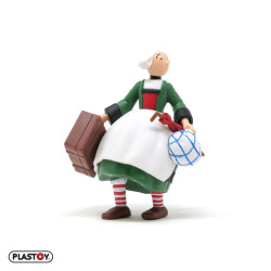 BECASSINE ROBE AU VENT PORTANT UNE VALISE UN BALUCHON ET UN PARAPLUIE FIGURINE 8 CM