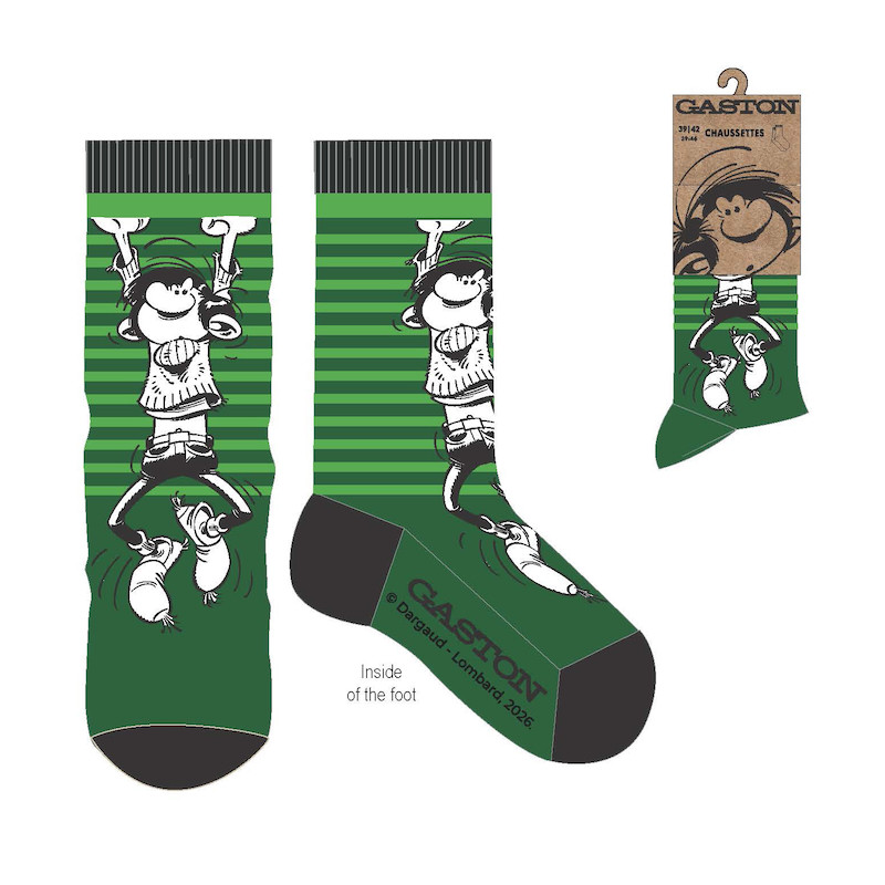 GASTON LAGAFFE CHAUSSETTES VERTES TAILLE UNIQUE