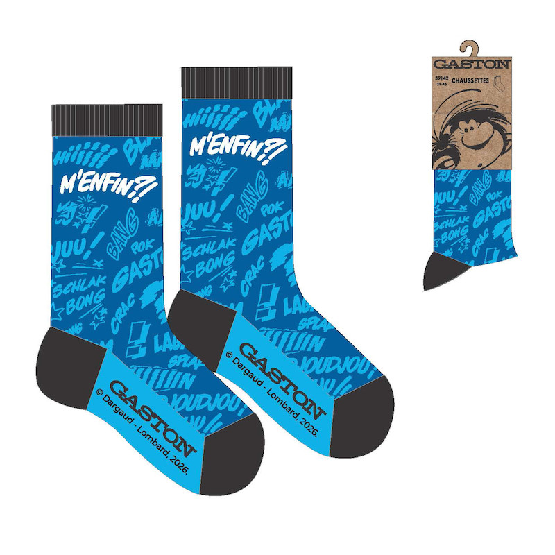 GASTON LAGAFFE CHAUSSETTES BLEUES TAILLE UNIQUE